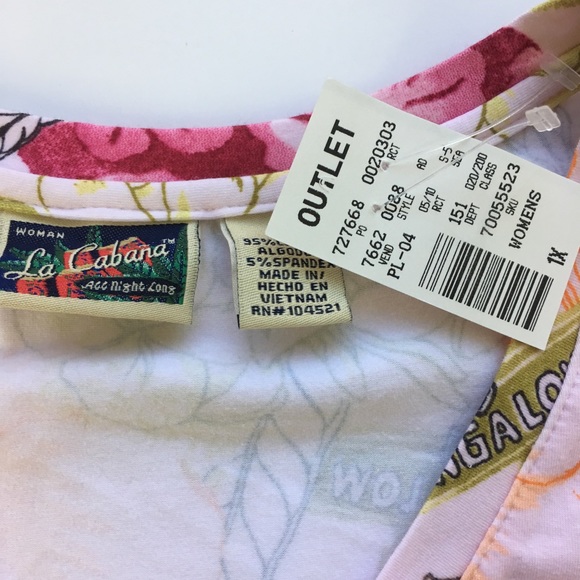 La Cabana 1X Pink Floral Bungalow Print Aloha - Picture 5 of 8